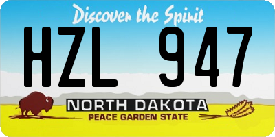 ND license plate HZL947