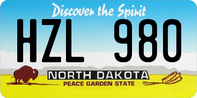 ND license plate HZL980