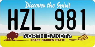 ND license plate HZL981