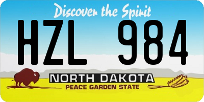 ND license plate HZL984