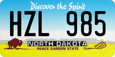 ND license plate HZL985