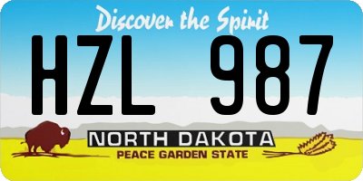 ND license plate HZL987