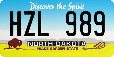 ND license plate HZL989