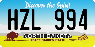 ND license plate HZL994