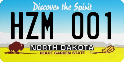 ND license plate HZM001