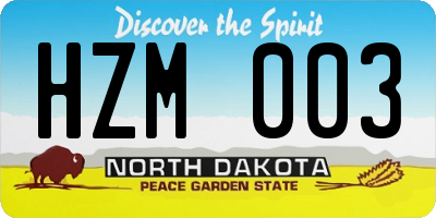 ND license plate HZM003