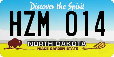 ND license plate HZM014