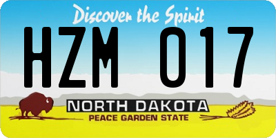 ND license plate HZM017