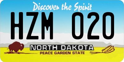 ND license plate HZM020