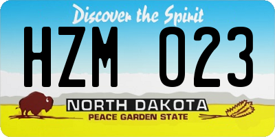 ND license plate HZM023