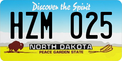 ND license plate HZM025