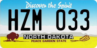 ND license plate HZM033