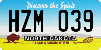 ND license plate HZM039