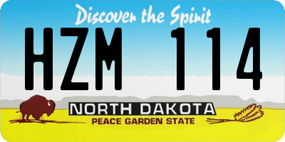 ND license plate HZM114