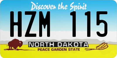 ND license plate HZM115