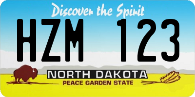 ND license plate HZM123