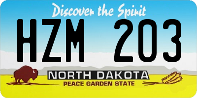 ND license plate HZM203