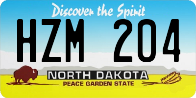 ND license plate HZM204