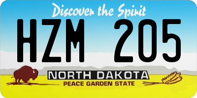 ND license plate HZM205