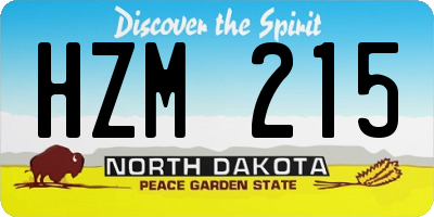 ND license plate HZM215