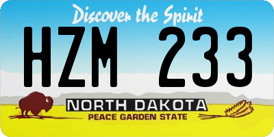 ND license plate HZM233