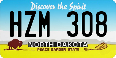 ND license plate HZM308