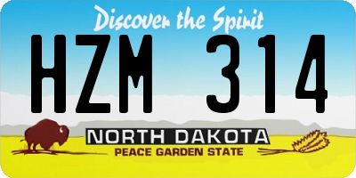 ND license plate HZM314