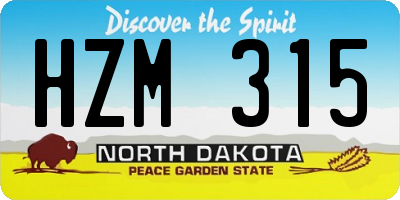 ND license plate HZM315