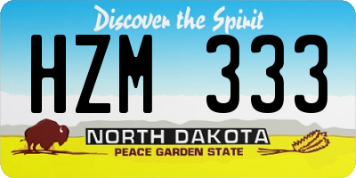 ND license plate HZM333