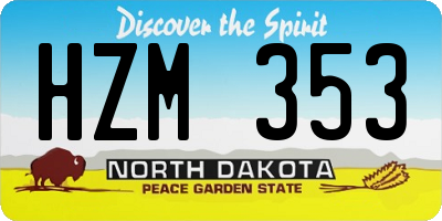ND license plate HZM353