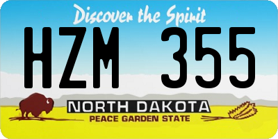 ND license plate HZM355