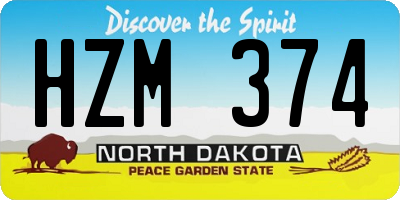 ND license plate HZM374
