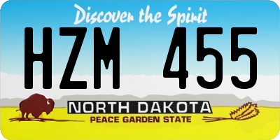 ND license plate HZM455