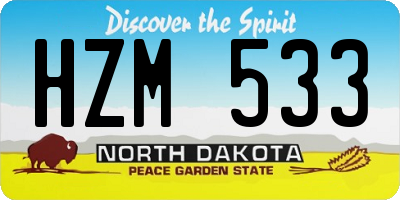 ND license plate HZM533