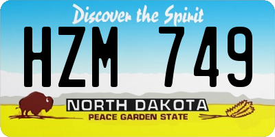 ND license plate HZM749