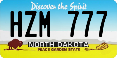 ND license plate HZM777