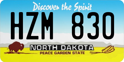 ND license plate HZM830