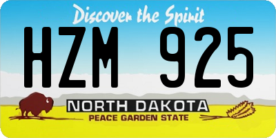 ND license plate HZM925