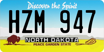 ND license plate HZM947