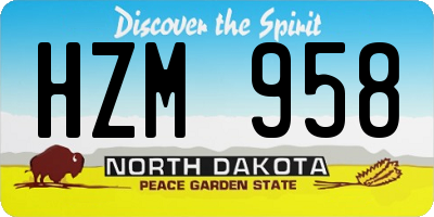 ND license plate HZM958