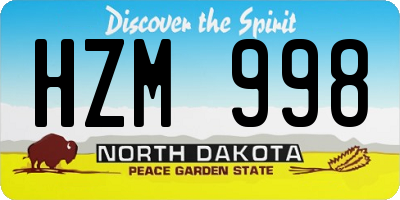 ND license plate HZM998