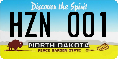 ND license plate HZN001