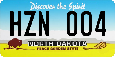 ND license plate HZN004