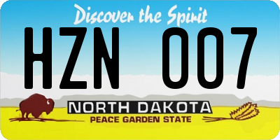 ND license plate HZN007