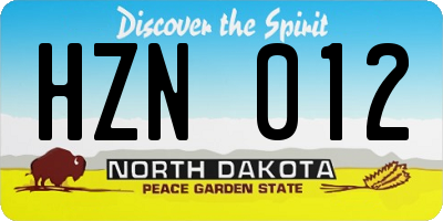 ND license plate HZN012