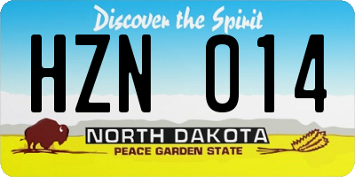 ND license plate HZN014