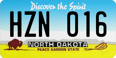 ND license plate HZN016