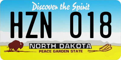 ND license plate HZN018