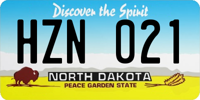 ND license plate HZN021
