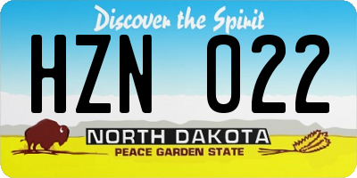 ND license plate HZN022